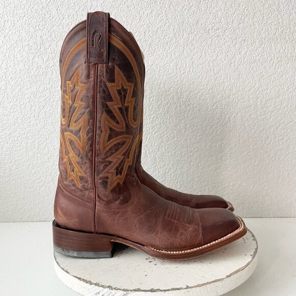 Rod Patrick Mens Cowboy Boots 8.5D Perro Loco Brown Leather Western Square Toe - Picture 2 of 12
